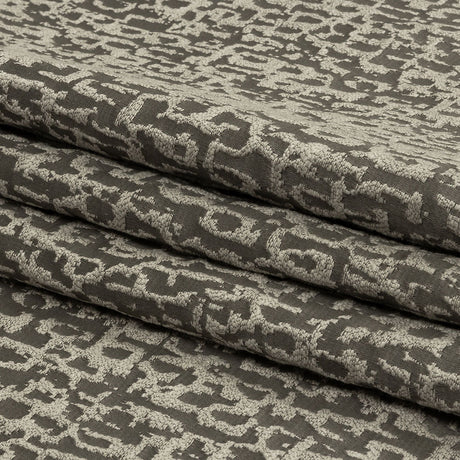 Cotton and Recycled Polyester Drapery Jacquard - Graphite Bark-Like Abstract - British Imported