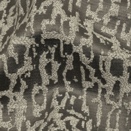 Cotton and Recycled Polyester Drapery Jacquard - Graphite Bark-Like Abstract - British Imported