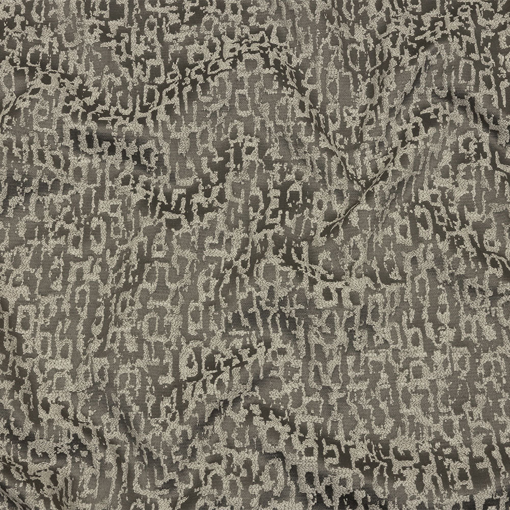 Cotton and Recycled Polyester Drapery Jacquard - Graphite Bark-Like Abstract - British Imported