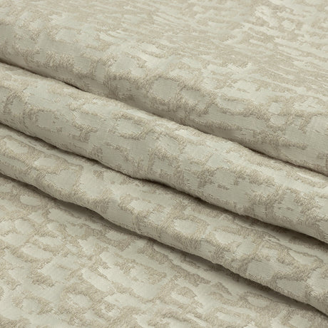 Cotton and Recycled Polyester Drapery Jacquard - Ivory Bark-Like Abstract - British Imported