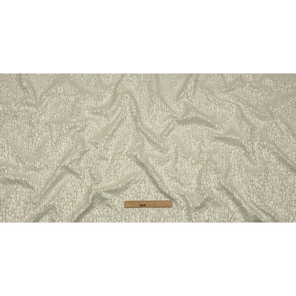 Cotton and Recycled Polyester Drapery Jacquard - Ivory Bark-Like Abstract - British Imported