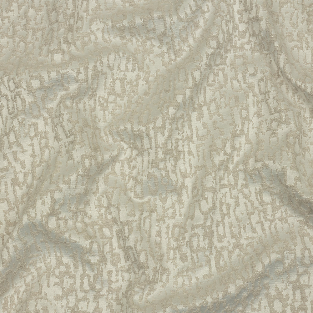 Cotton and Recycled Polyester Drapery Jacquard - Ivory Bark-Like Abstract - British Imported