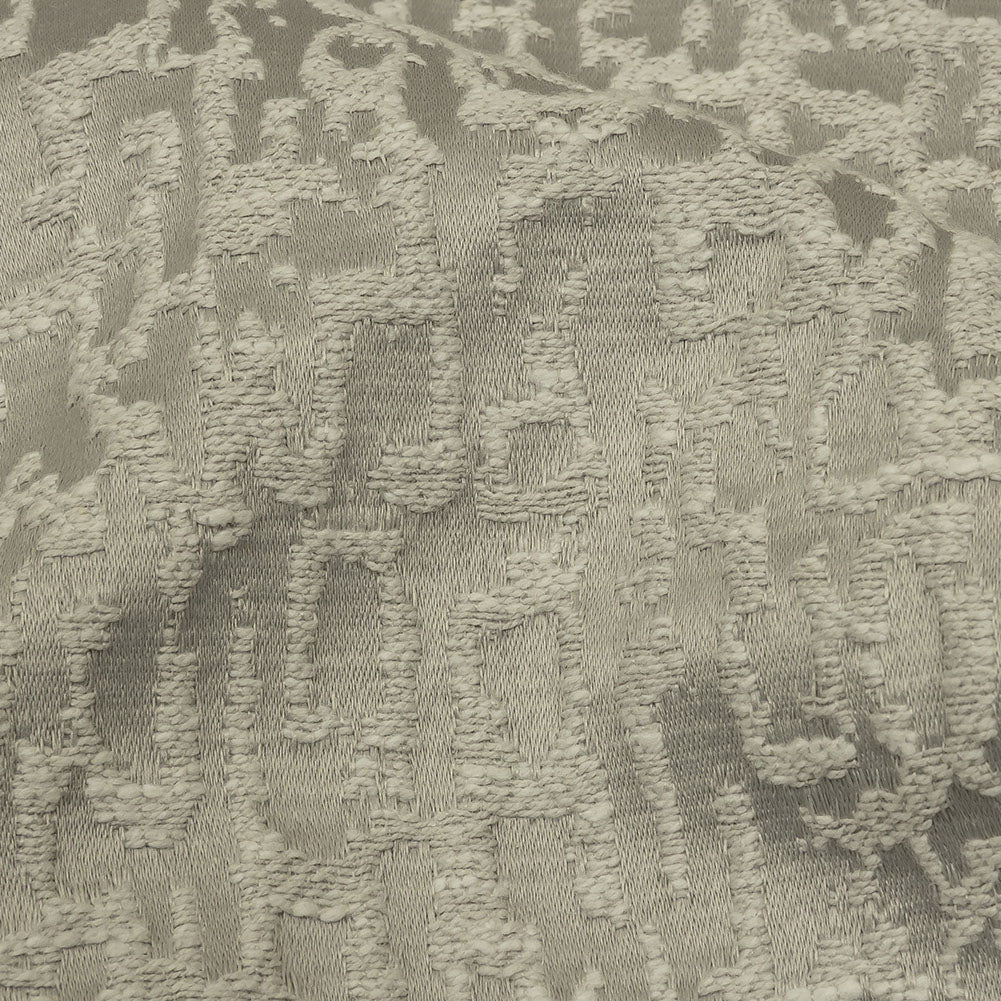 Cotton and Recycled Polyester Drapery Jacquard - Silver Bark-Like Abstract - British Imported