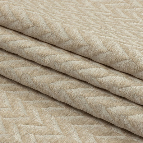 Cotton and Recycled Polyester Drapery Jacquard - Champagne Distressed Zig Zags - British Imported