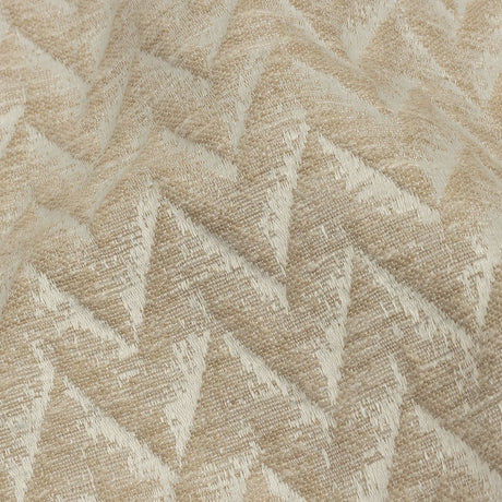 Cotton and Recycled Polyester Drapery Jacquard - Champagne Distressed Zig Zags - British Imported