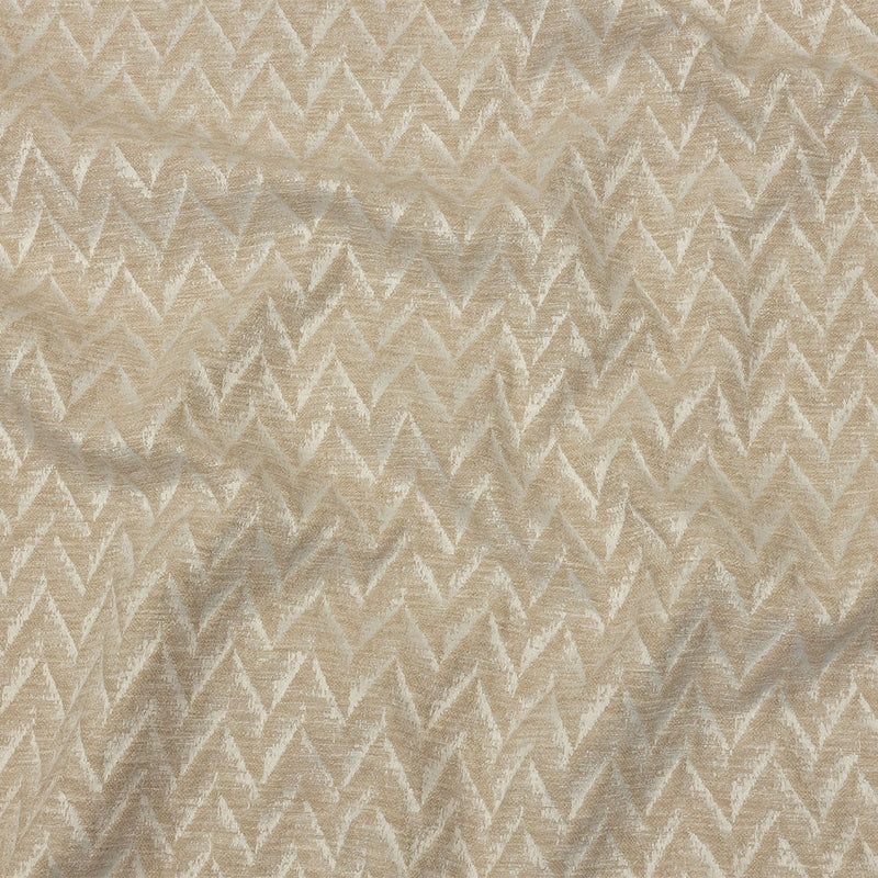 Cotton and Recycled Polyester Drapery Jacquard - Champagne Distressed Zig Zags - British Imported