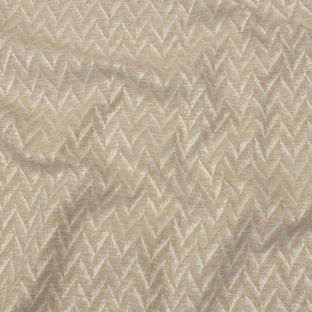 Cotton and Recycled Polyester Drapery Jacquard - Champagne Distressed Zig Zags - British Imported