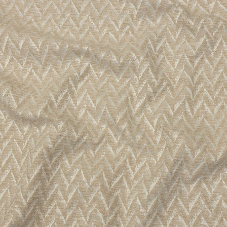 Cotton and Recycled Polyester Drapery Jacquard - Champagne Distressed Zig Zags - British Imported