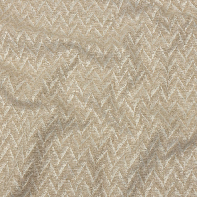 Cotton and Recycled Polyester Drapery Jacquard - Champagne Distressed Zig Zags - British Imported