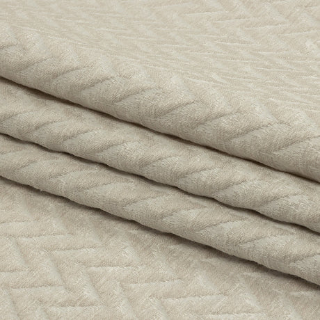 Cotton and Recycled Polyester Drapery Jacquard - Ivory Distressed Zig Zags - British Imported