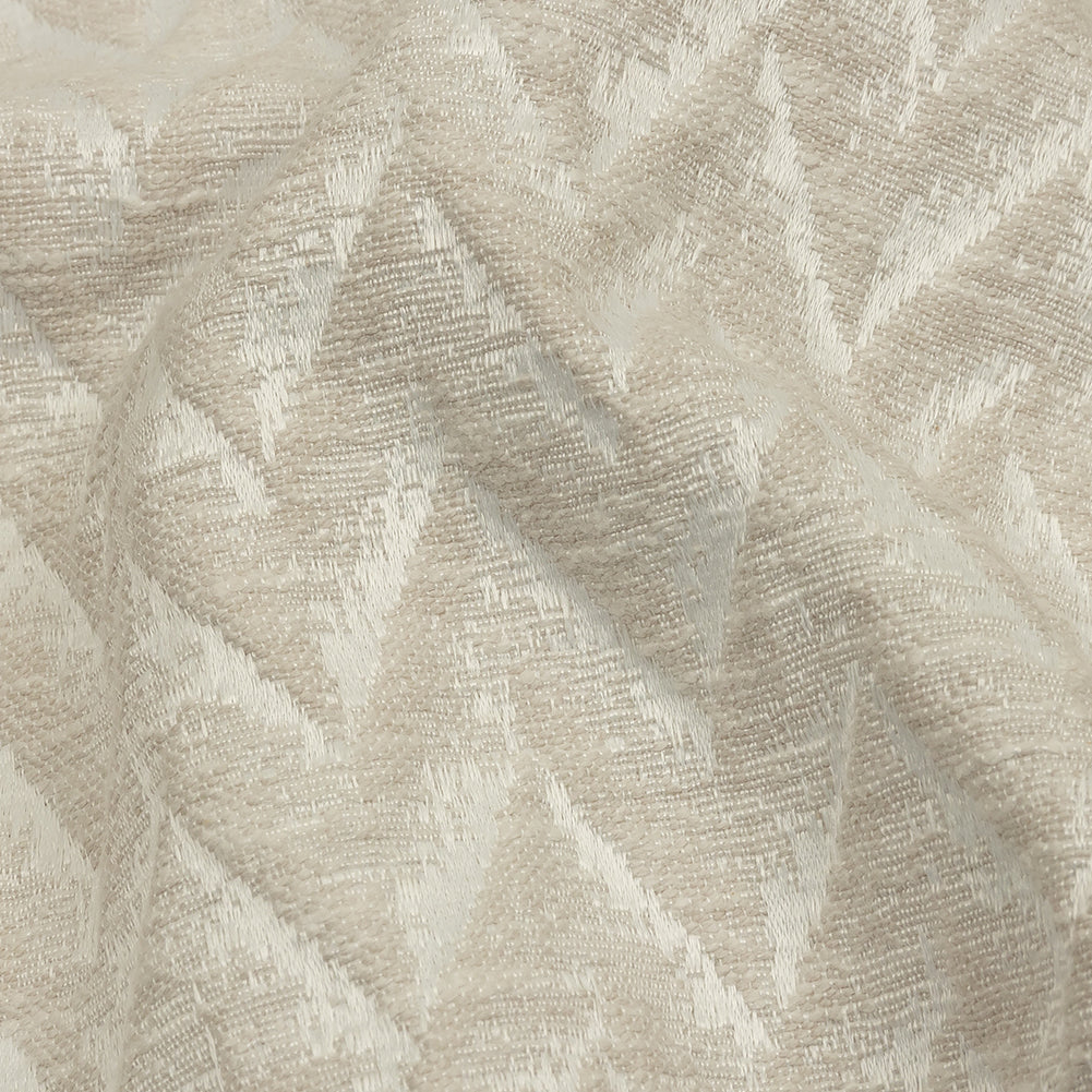 Cotton and Recycled Polyester Drapery Jacquard - Ivory Distressed Zig Zags - British Imported