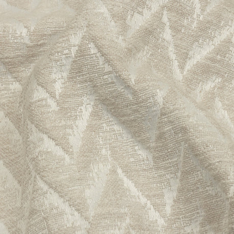 Cotton and Recycled Polyester Drapery Jacquard - Ivory Distressed Zig Zags - British Imported
