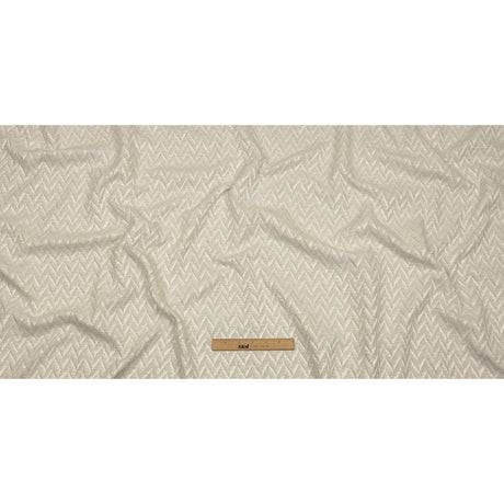 Cotton and Recycled Polyester Drapery Jacquard - Ivory Distressed Zig Zags - British Imported