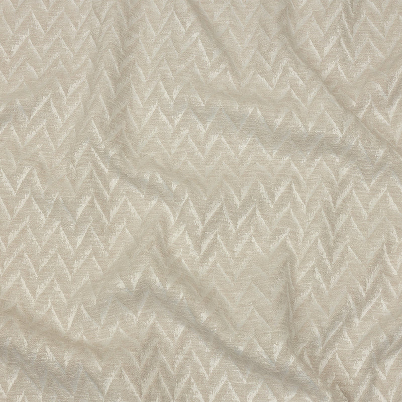 Cotton and Recycled Polyester Drapery Jacquard - Ivory Distressed Zig Zags - British Imported
