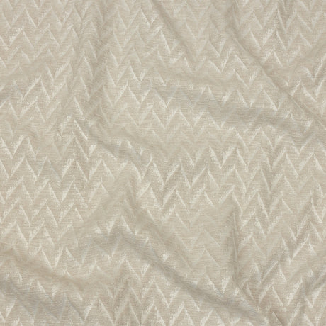 Cotton and Recycled Polyester Drapery Jacquard - Ivory Distressed Zig Zags - British Imported