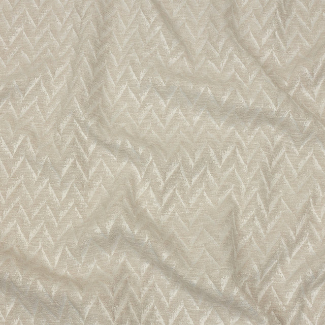 Cotton and Recycled Polyester Drapery Jacquard - Ivory Distressed Zig Zags - British Imported