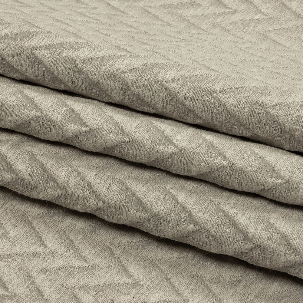 Cotton and Recycled Polyester Drapery Jacquard - Silver Distressed Zig Zags - British Imported