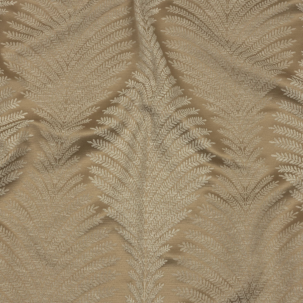 Cotton and Recycled Polyester Drapery Jacquard - Caramel Leaf Chains - British Imported