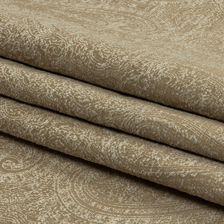 Cotton and Recycled Polyester Drapery Jacquard - Caramel Delicate Paisley - British Imported