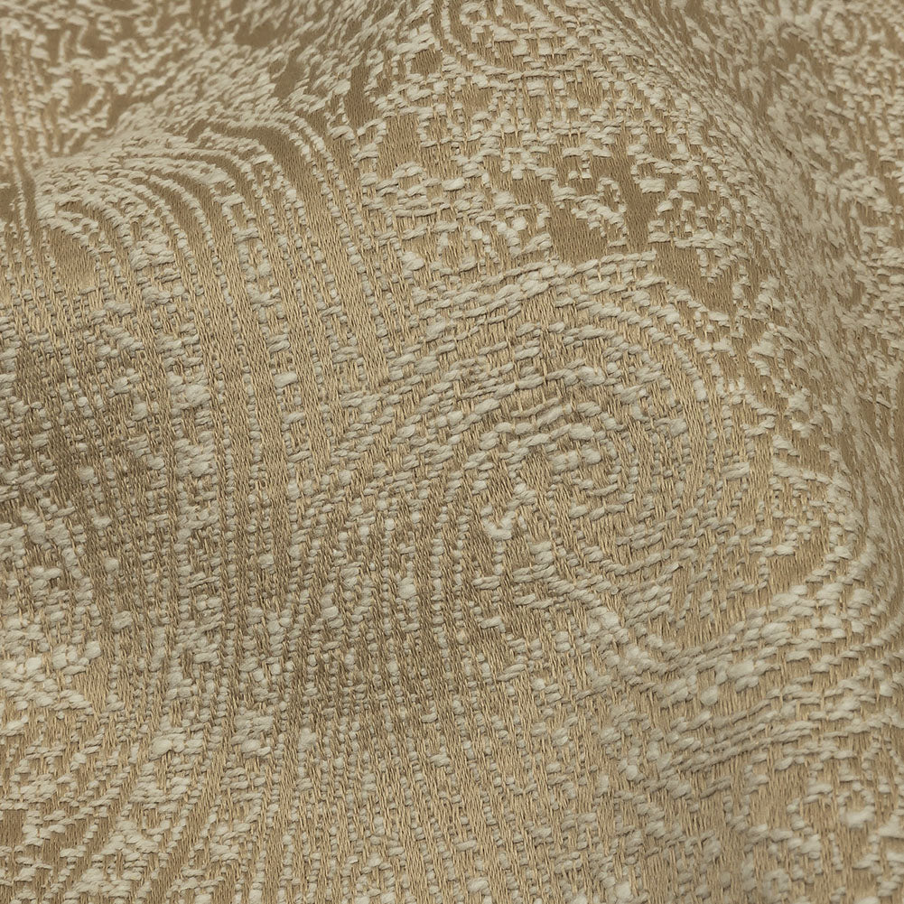 Cotton and Recycled Polyester Drapery Jacquard - Caramel Delicate Paisley - British Imported