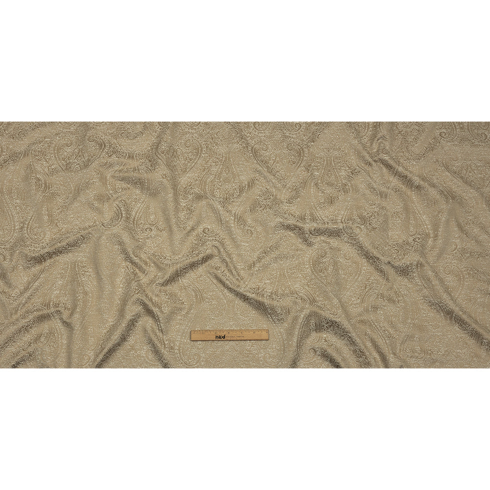 Cotton and Recycled Polyester Drapery Jacquard - Caramel Delicate Paisley - British Imported