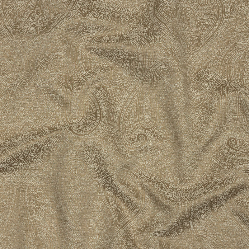 Cotton and Recycled Polyester Drapery Jacquard - Caramel Delicate Paisley - British Imported