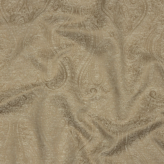 Cotton and Recycled Polyester Drapery Jacquard - Caramel Delicate Paisley - British Imported