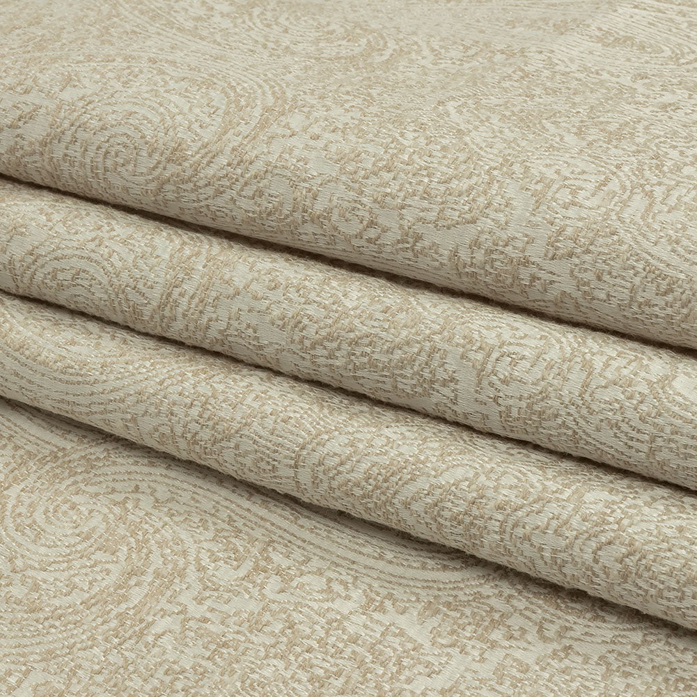 Cotton and Recycled Polyester Drapery Jacquard - Champagne Delicate Paisley - British Imported