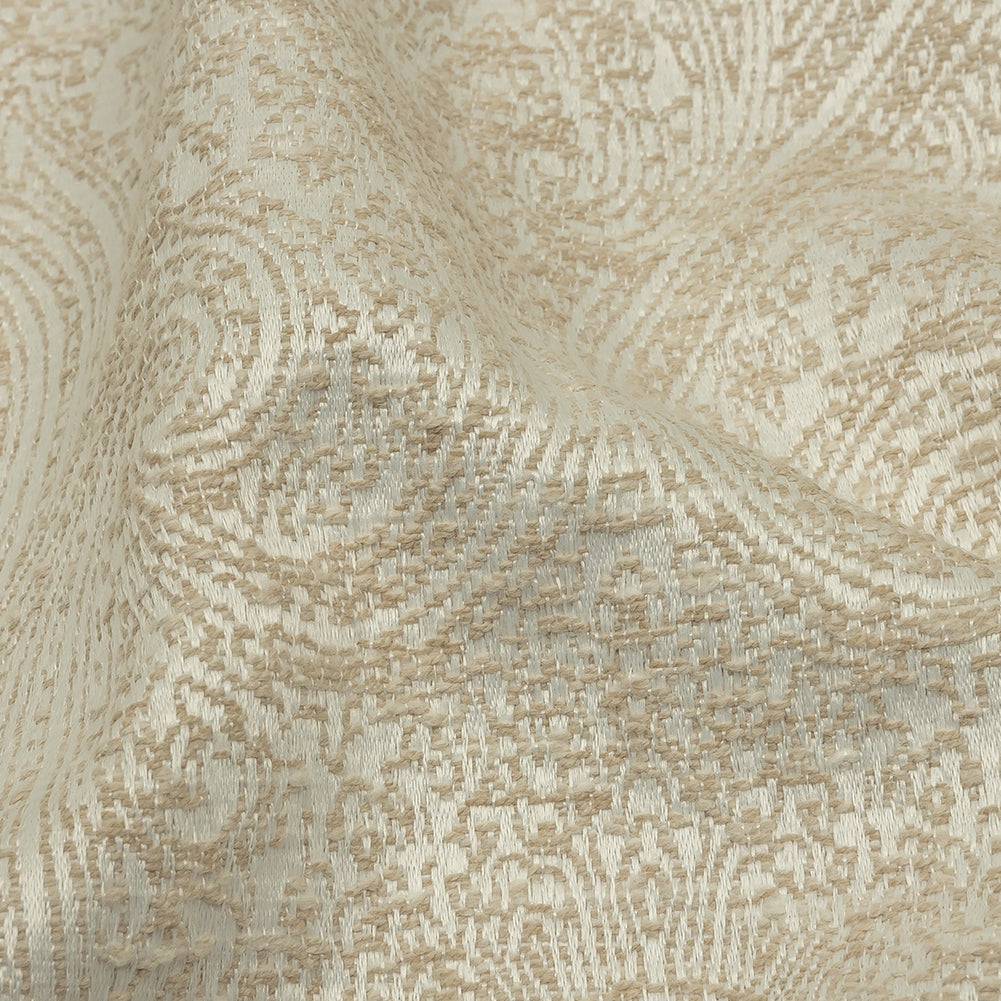 Cotton and Recycled Polyester Drapery Jacquard - Champagne Delicate Paisley - British Imported