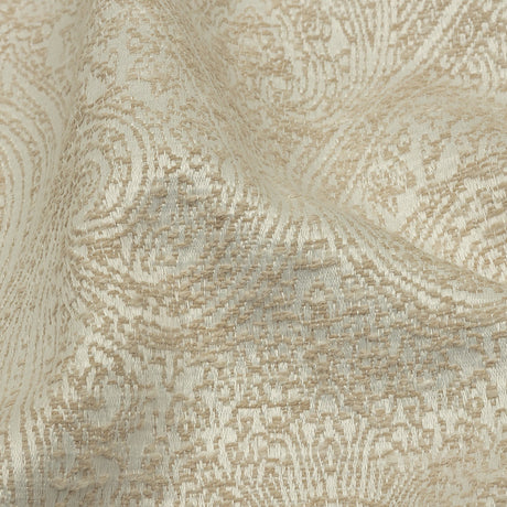 Cotton and Recycled Polyester Drapery Jacquard - Champagne Delicate Paisley - British Imported