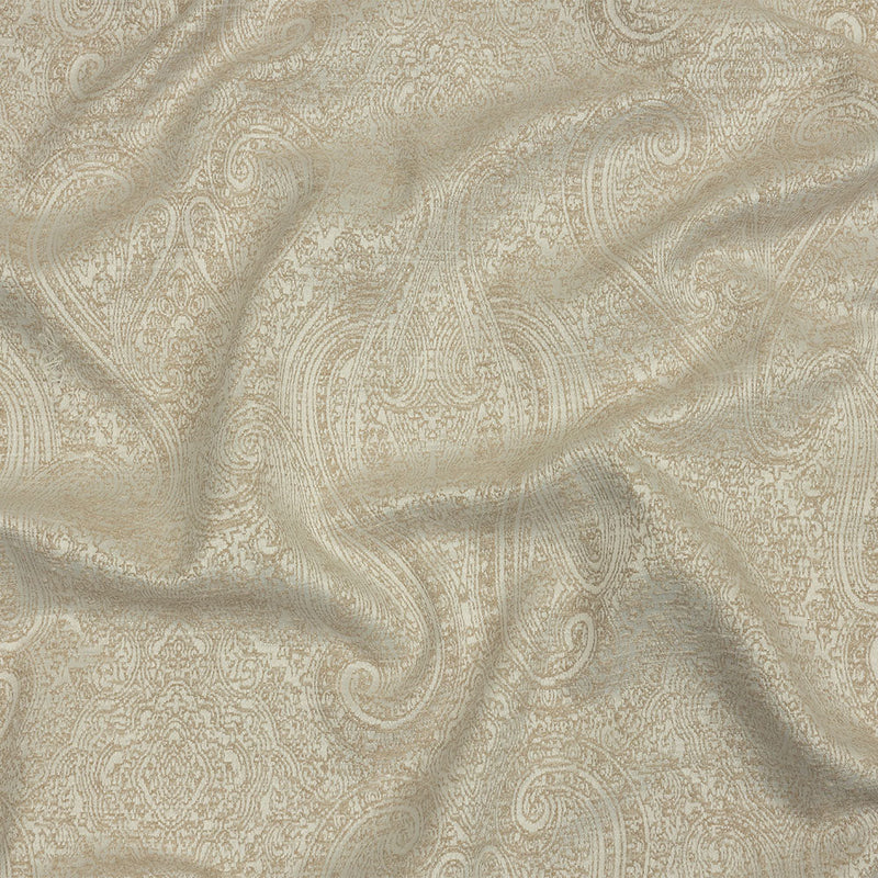 Cotton and Recycled Polyester Drapery Jacquard - Champagne Delicate Paisley - British Imported