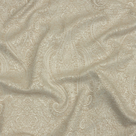 Cotton and Recycled Polyester Drapery Jacquard - Champagne Delicate Paisley - British Imported