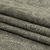 Cotton and Recycled Polyester Drapery Jacquard - Graphite Delicate Paisley - British Imported