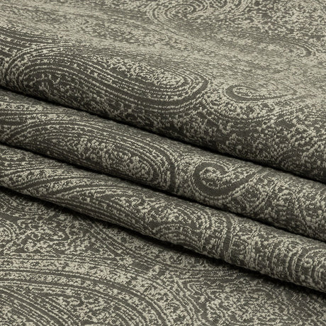 Cotton and Recycled Polyester Drapery Jacquard - Graphite Delicate Paisley - British Imported