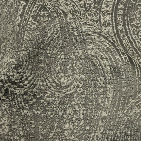 Cotton and Recycled Polyester Drapery Jacquard - Graphite Delicate Paisley - British Imported