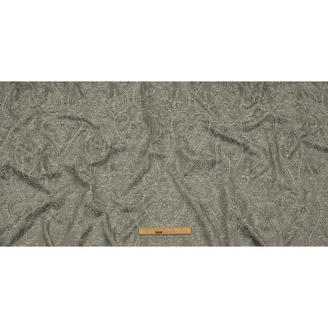 Cotton and Recycled Polyester Drapery Jacquard - Graphite Delicate Paisley - British Imported
