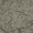 Cotton and Recycled Polyester Drapery Jacquard - Graphite Delicate Paisley - British Imported