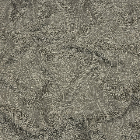 Cotton and Recycled Polyester Drapery Jacquard - Graphite Delicate Paisley - British Imported
