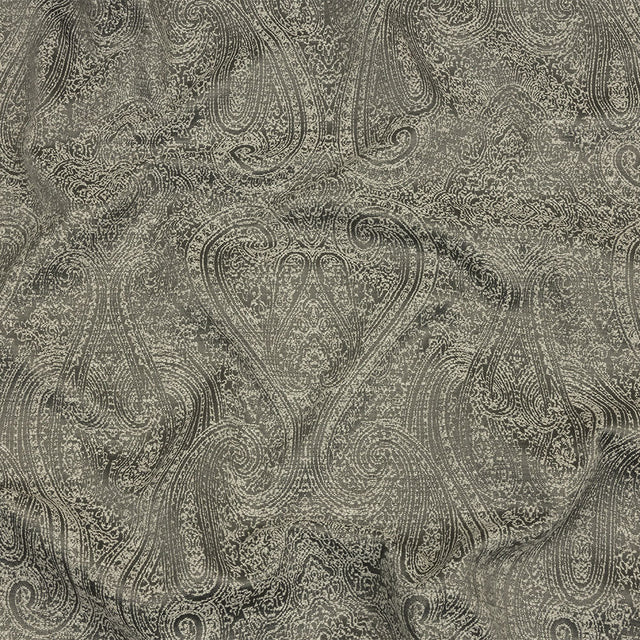 Cotton and Recycled Polyester Drapery Jacquard - Graphite Delicate Paisley - British Imported