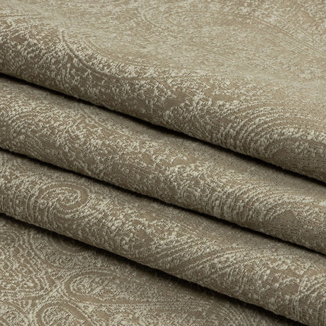 Cotton and Recycled Polyester Drapery Jacquard - Latte Delicate Paisley - British Imported
