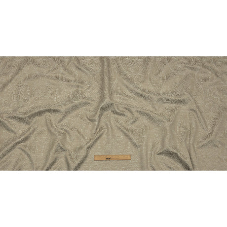 Cotton and Recycled Polyester Drapery Jacquard - Latte Delicate Paisley - British Imported