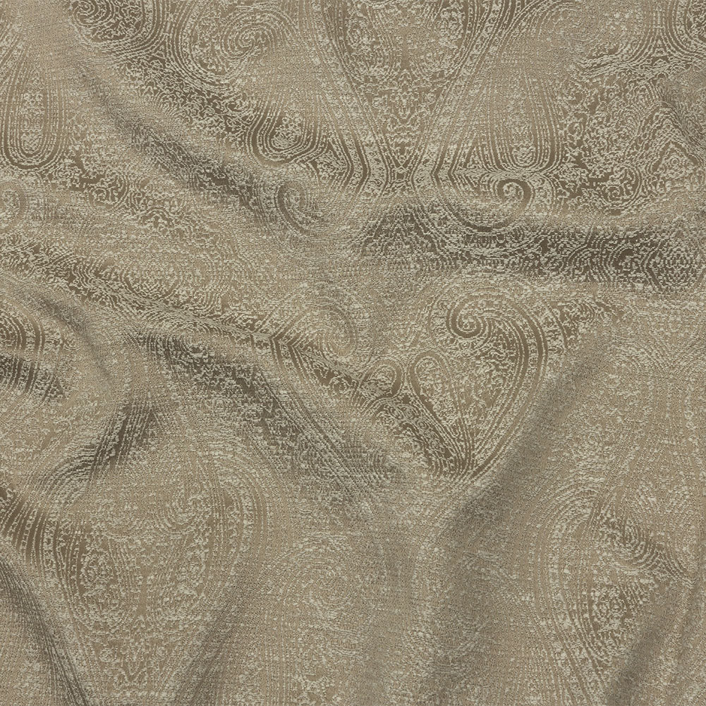 Cotton and Recycled Polyester Drapery Jacquard - Latte Delicate Paisley - British Imported