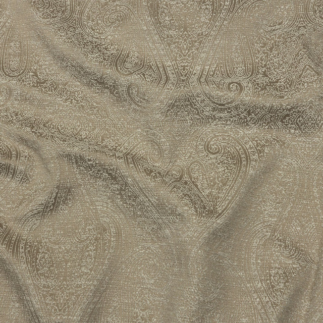 Cotton and Recycled Polyester Drapery Jacquard - Latte Delicate Paisley - British Imported