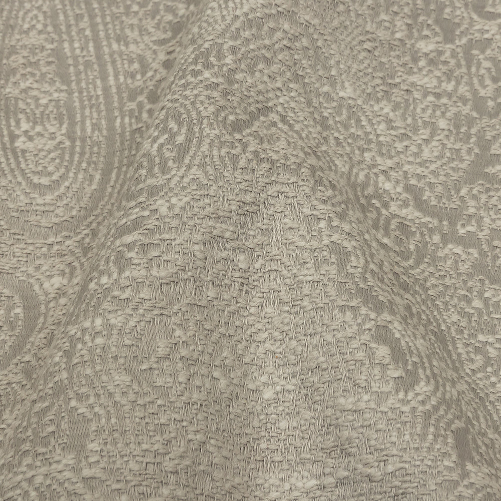 Cotton and Recycled Polyester Drapery Jacquard - Silver Delicate Paisley - British Imported