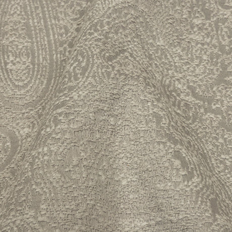 Cotton and Recycled Polyester Drapery Jacquard - Silver Delicate Paisley - British Imported