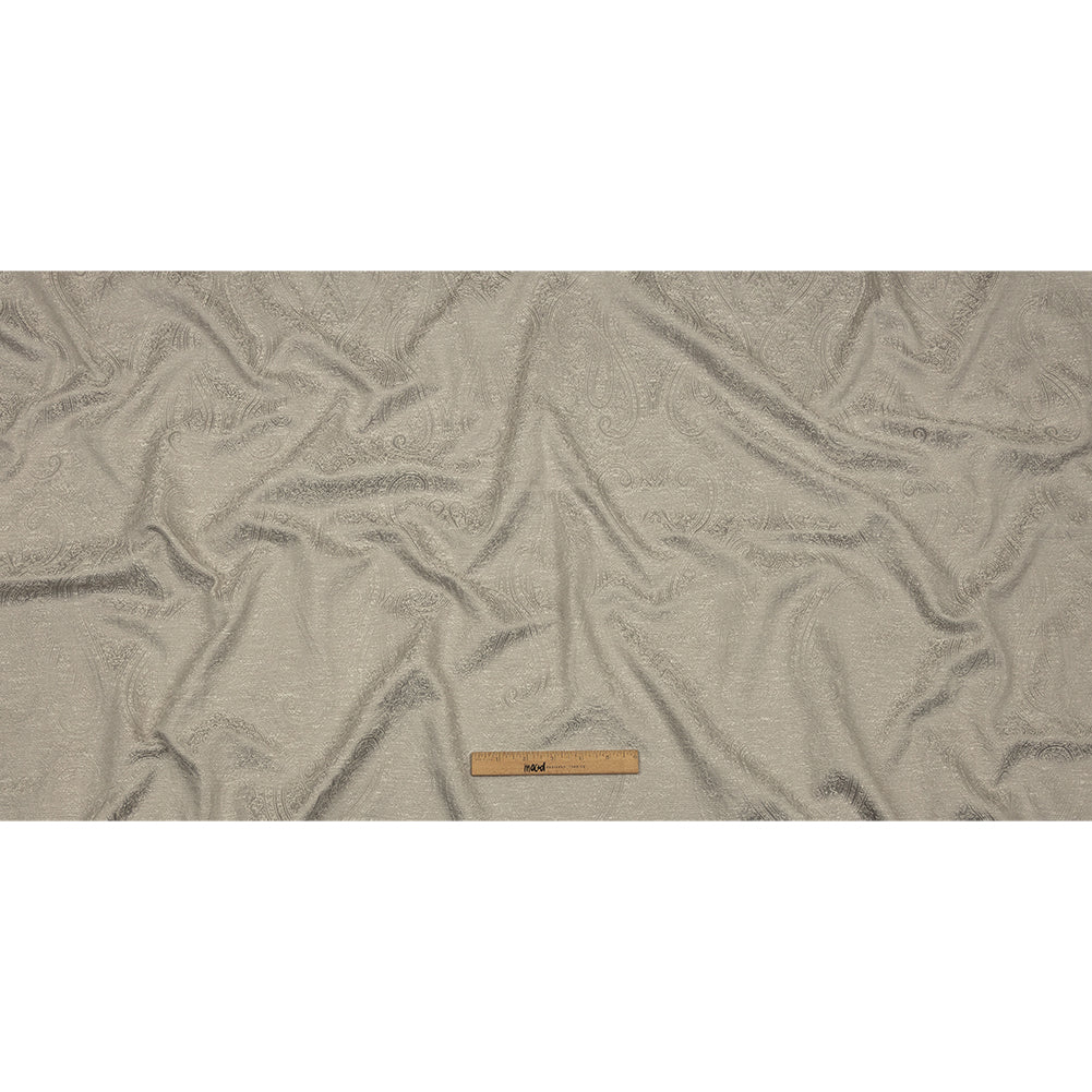 Cotton and Recycled Polyester Drapery Jacquard - Silver Delicate Paisley - British Imported