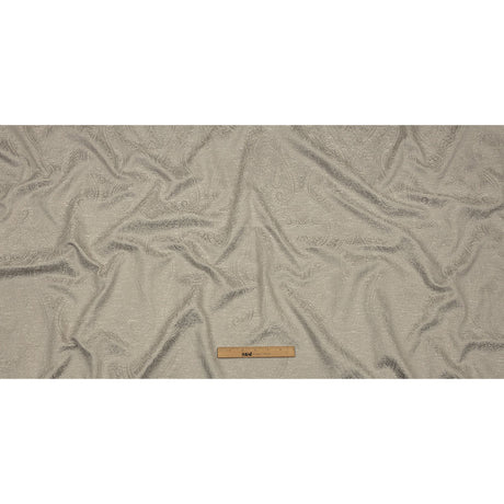 Cotton and Recycled Polyester Drapery Jacquard - Silver Delicate Paisley - British Imported