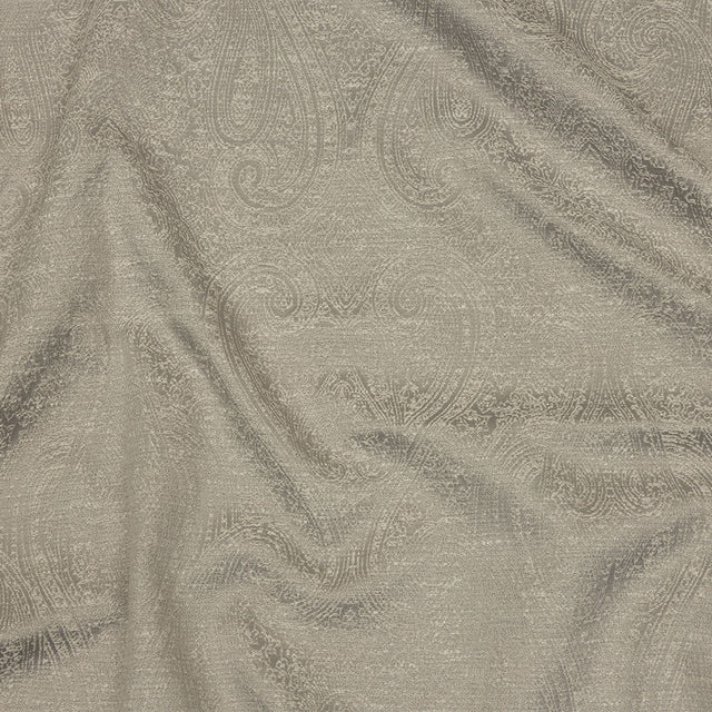 Cotton and Recycled Polyester Drapery Jacquard - Silver Delicate Paisley - British Imported