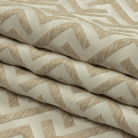 Cotton and Recycled Polyester Drapery Jacquard - Champagne Broken Chevrons - British Imported