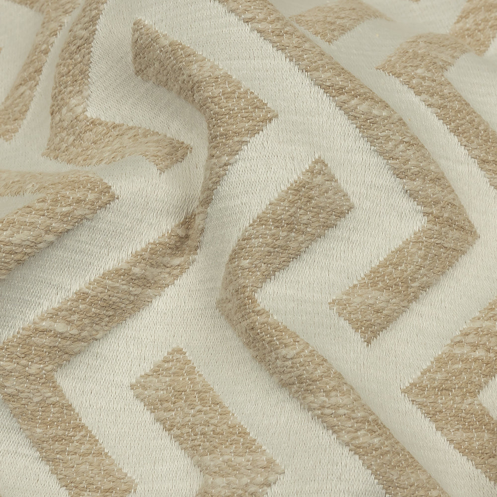 Cotton and Recycled Polyester Drapery Jacquard - Champagne Broken Chevrons - British Imported